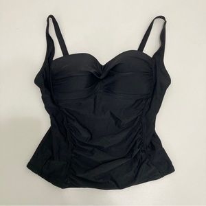 Nicole Miller Studio Black Tankini Swim Top Womens 1X